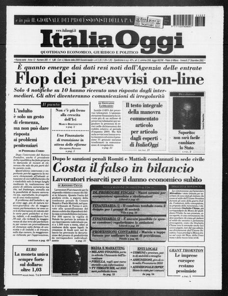 Italia oggi : quotidiano di economia finanza e politica